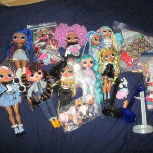LOL OMG Fashion Dolls Lot Of 9 Dolls Plus Little Sisters & Accessories